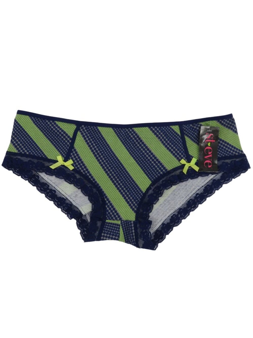 St Eve Women Large Hipster Panty Blue Green Polka Dot Dotted Stripe Lace NEW